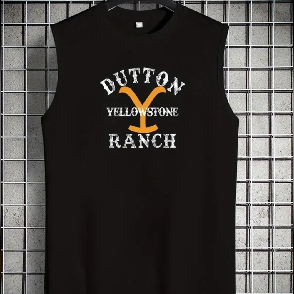 Yellowstone Dutton Ranch Black Logo Tank Size Small New